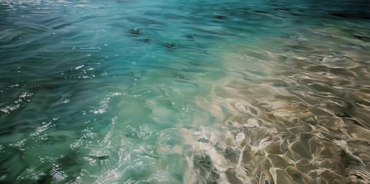 finger painting, realistic, landscape, ocean