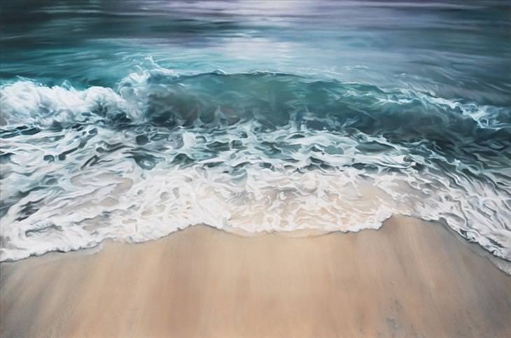 finger painting, realistic, landscape, ocean