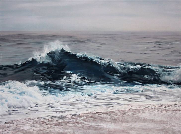 finger painting, realistic, landscape, ocean