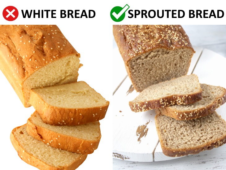 foods that age your skin Swap White Bread For Sprouted Bread 