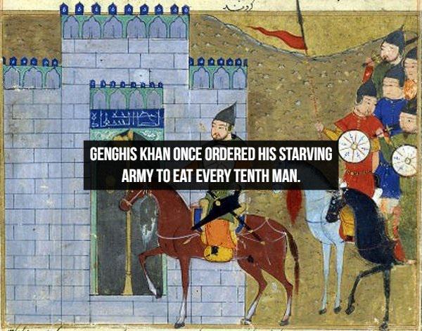 amazing historical facts, Genghis Khan had his starving men engage in cannibalism