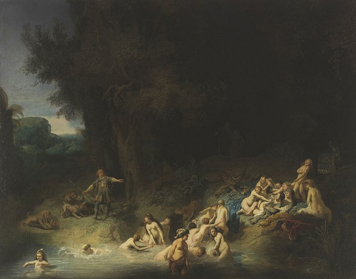 Lesser known works of Rembrandt, Diana Bathing with her Nymphs, with the Stories of Actaeon and Callisto, 1634, Museum Wasserburg, Anholt