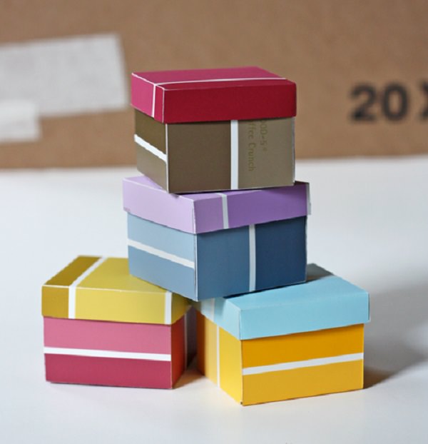 DIY ways of Gift-Wrapping Presents,  boxes made from paint swatches