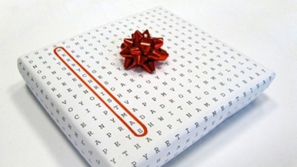 DIY ways of Gift-Wrapping Presents, crossword gift wrap