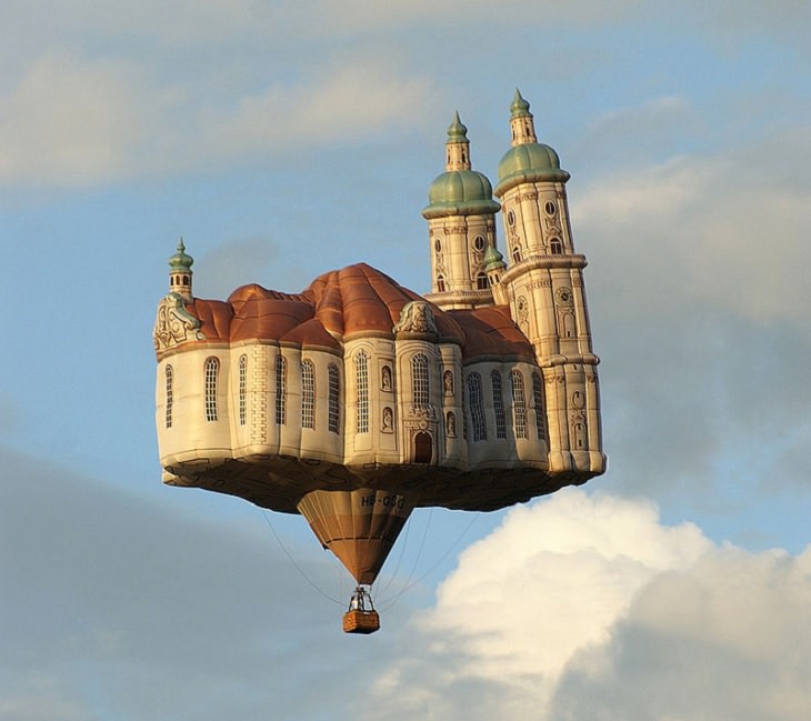 Different Hot air Balloons from Around the World, Novelty hot air balloon resembling the Abbey of Saint Gall - Kubicek Balloons