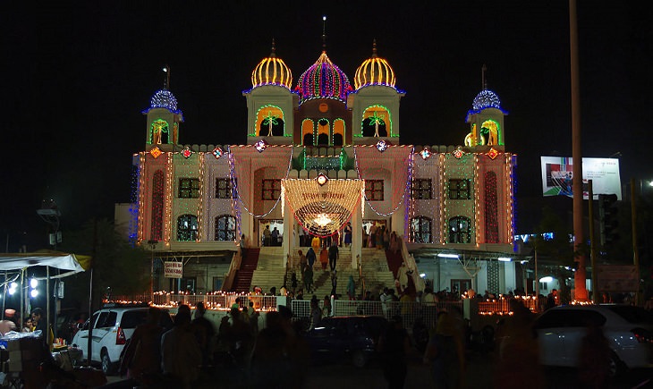 Photos from Diwali, the festival of lights, Decorations on a temple during Diwali in Ahmedabad, India
