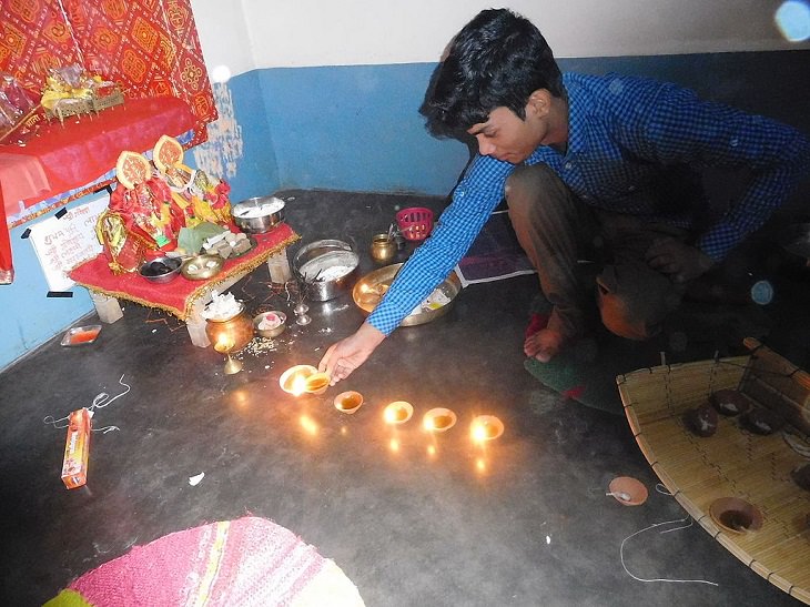Photos from Diwali, the festival of lights, Traditional lighting of lamps for Diwali in Uttar Pradesh, India