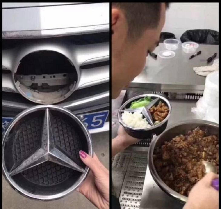Hilarious but Smart Life Hacks, removing mercedes symbol from a car and then using the same to eat food