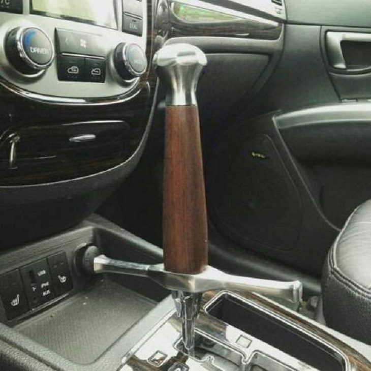 Hilarious but Smart Life Hacks, a gear lever of a car with an extended lever 