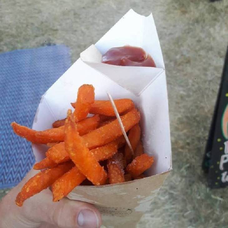 Incredible Innovative Design Ideas, cone with sweet potato fries and an extra compartment on the cone for sauces