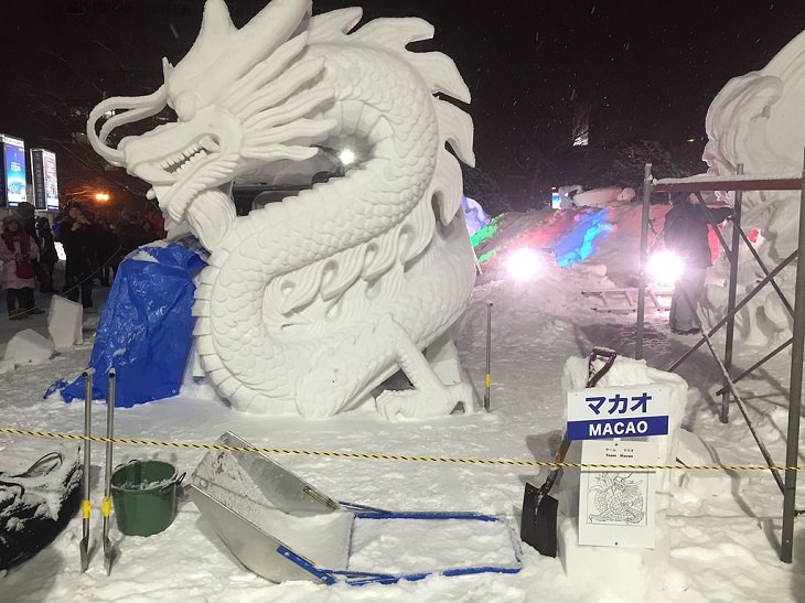 Snow Sculptures and Statues from Festival, A snow sculpture made by Team Macao for the 67th Sapporo Snow Festival 