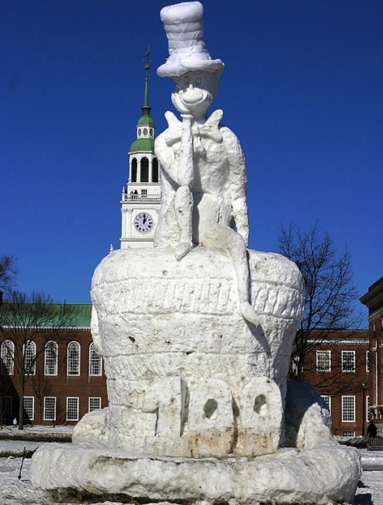 Snow Sculptures and Statues from Festival, Snow Sculpture of Dr. Seuss at the 2004 Dartmouth Winter Carnival