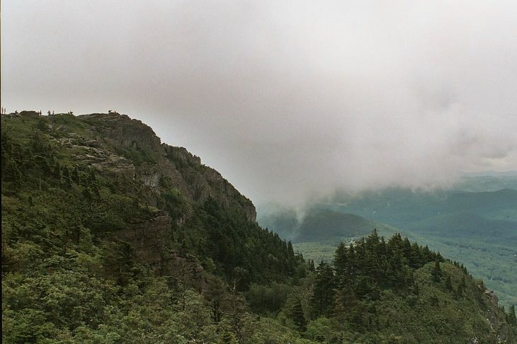 Beautiful sights and views of various mountains, peaks and wildlife in the blue ridge mountain range, View of Linville Peak from visitors center