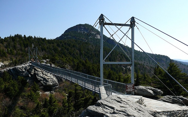 Beautiful sights and views of various mountains, peaks and wildlife in the blue ridge mountain range, Mile High Swinging Bridge, part of the main attraction side of the mountain, accessed via Grandfather mountain