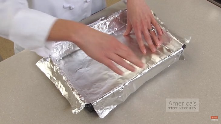 Perfect Recipe for Homemade marshmallows, pan being layered with aluminum foil