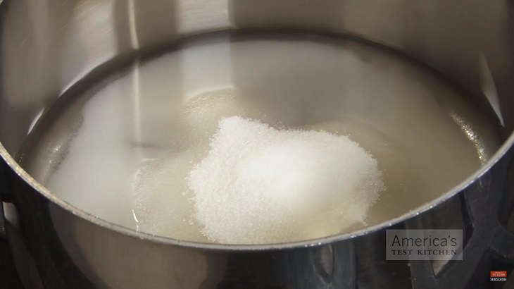 Perfect Recipe for Homemade marshmallows, sugar syrup being mixed