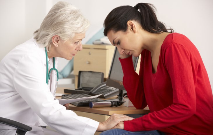 old female doctor giving bad news to female patient