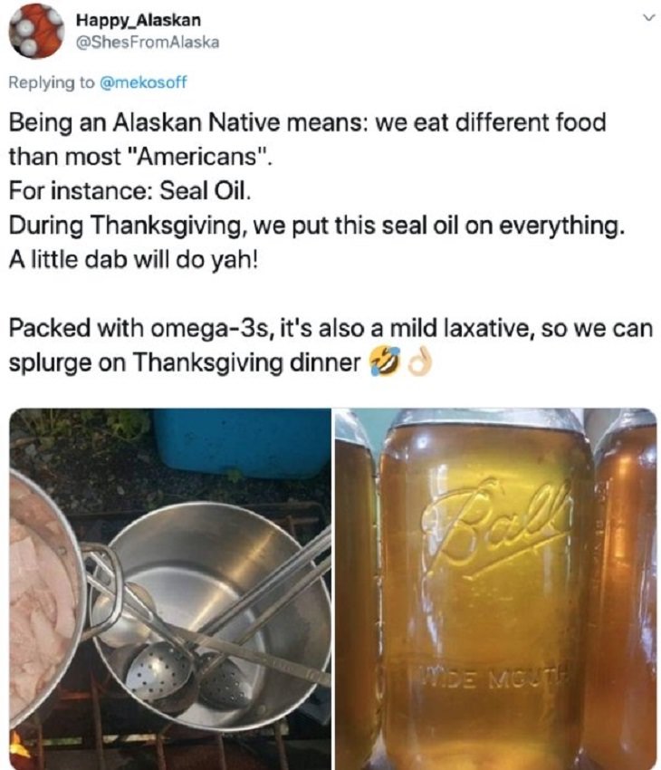 Strange thanksgiving recipes, foods and traditions, recipe for using seal oil 