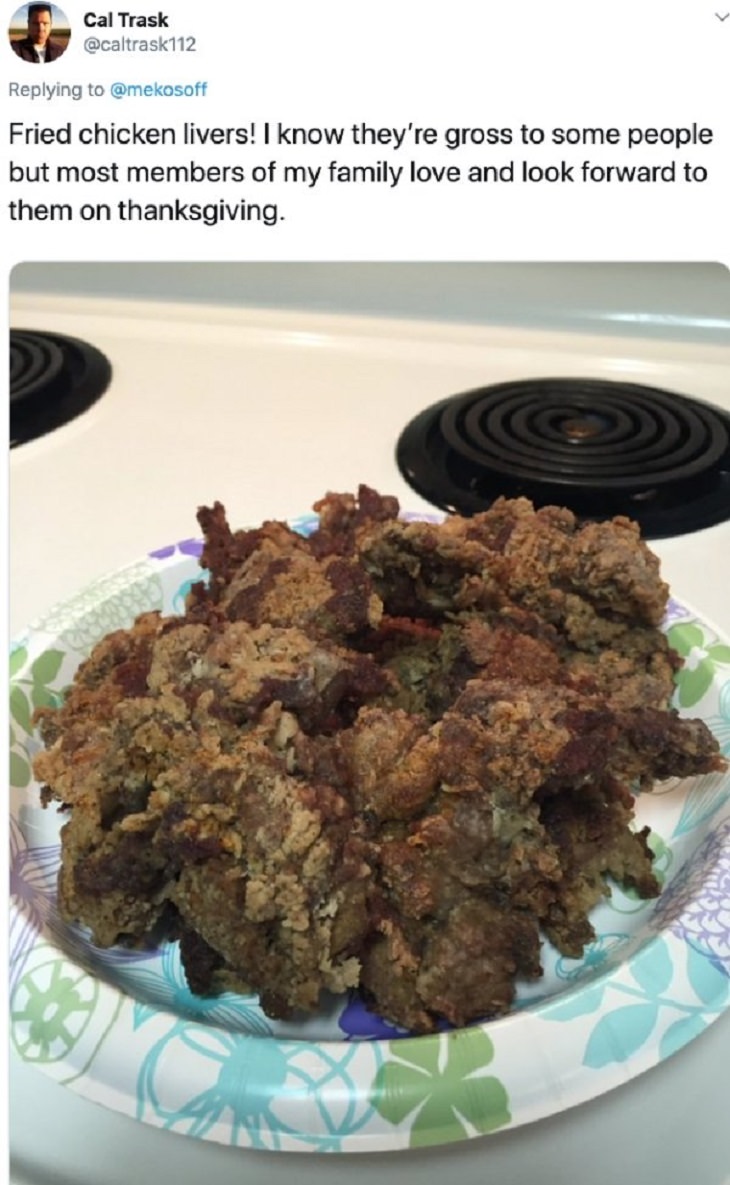 Strange thanksgiving recipes, foods and traditions, fried chicken liver