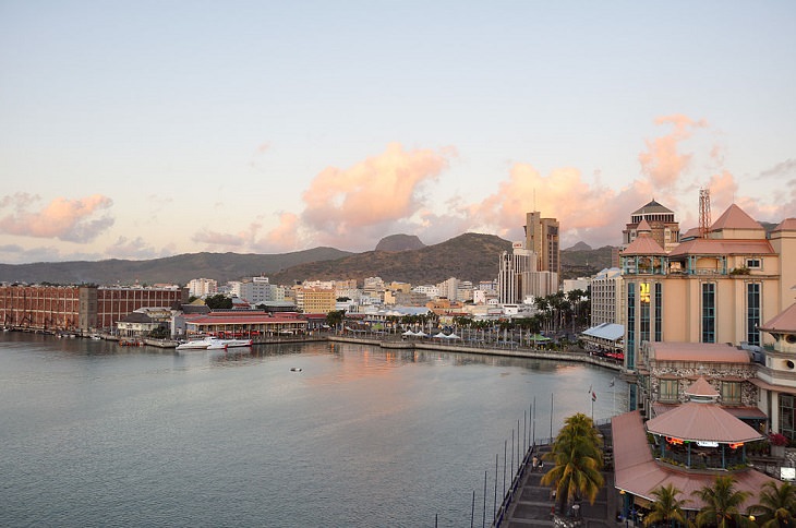 Photographs from the Islands of Mauritus, Port Louis Waterfront in the Evening