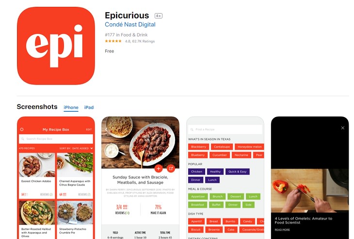 Epicurious iphone app senior citizen