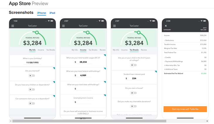 TaxCaster app for senior citizens