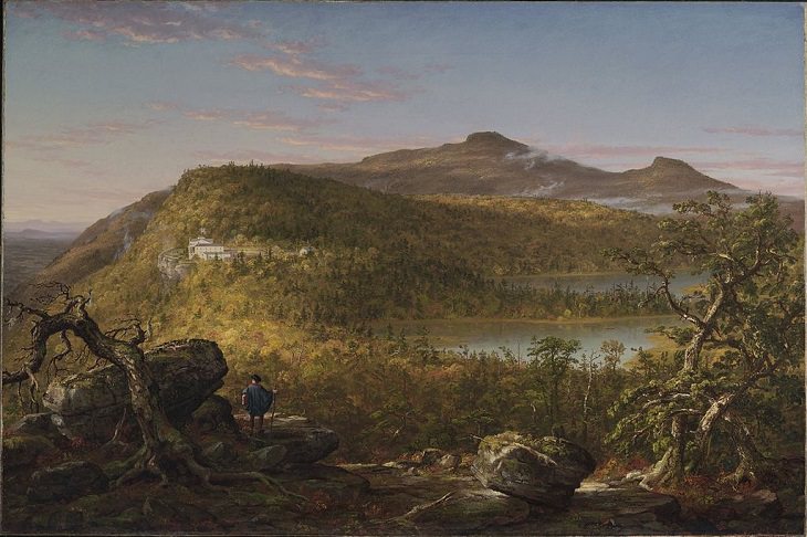 Photographs of The Catskill Mountain Range in the Appalachian Valley, A View of the Two Lakes and Mountain House, Catskill Mountains, Morning, by Thomas Cole