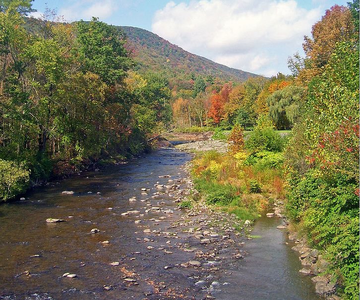 Photographs of The Catskill Mountain Range in the Appalachian Valley, Esopus Creek seen from a bridge on NY 28 near the hamlet of Shandaken