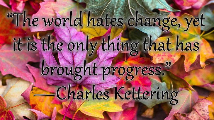 Changes on embracing and coping with change, loss and difficulty, “The world hates change, yet it is the only thing that has brought progress.”  —Charles Kettering