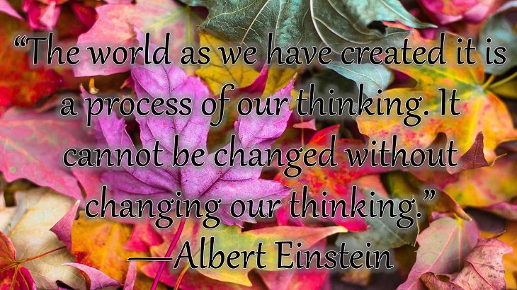 Changes on embracing and coping with change, loss and difficulty, “The world as we have created it is a process of our thinking. It cannot be changed without changing our thinking.”  —Albert Einstein