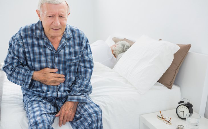 senior man suffering from stomach pain