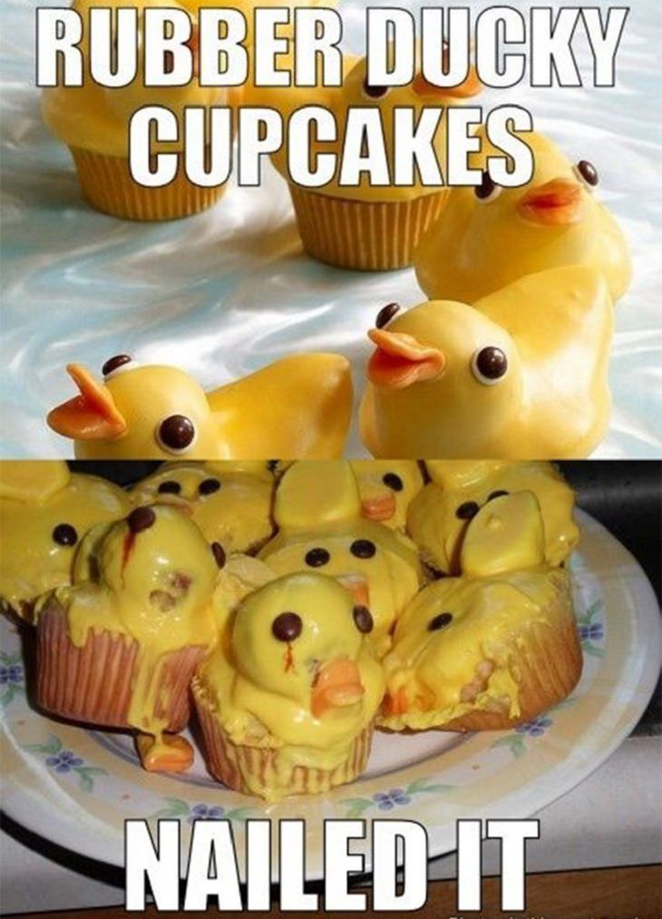 unbeatable food fails and cooking incidents that ended disastrously, rubber ducky cupcakes