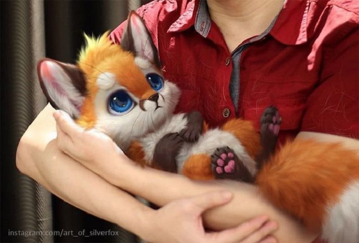 Malaysian Artist Yee Chong creates digital renderings of animals, like foxes, and brings them out into the real world