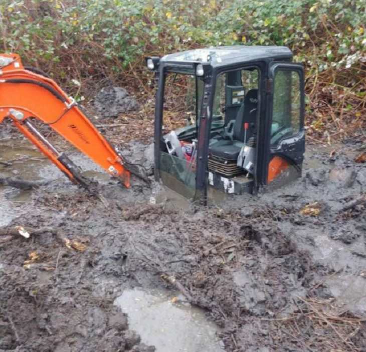 Hilariously bad days for people caught on camera, machinery caught under mud