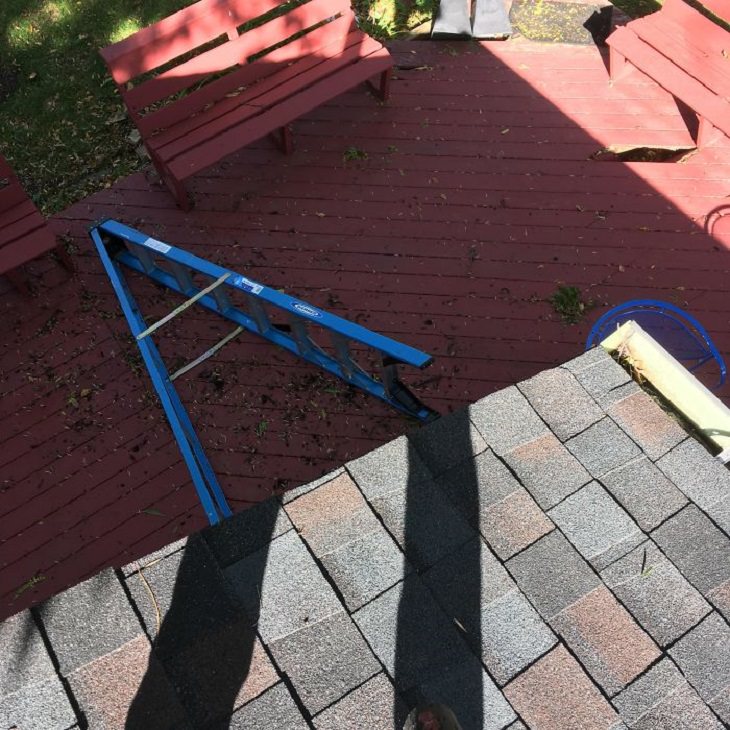 Hilariously bad days for people caught on camera, shadow on the roof with ladder fallen onto the ground