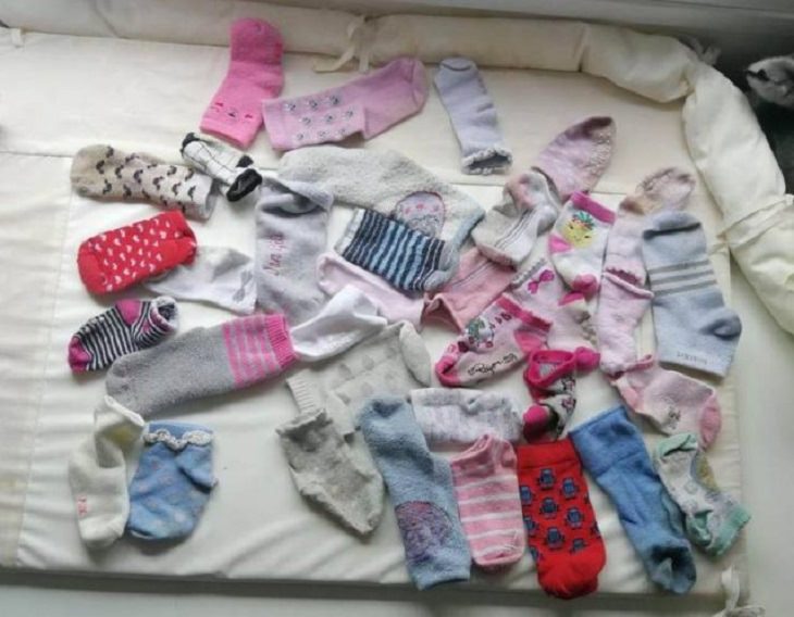 Hilariously bad days for people caught on camera, single socks laid out on a flat surface