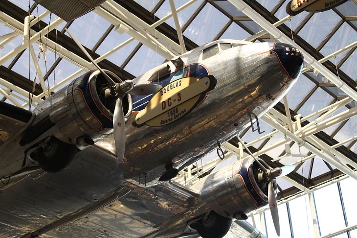 Historical treasures and incredible exhibits in the National Air and Space Museum in the National Mall of Washington DC, Eastern Douglas DC-3