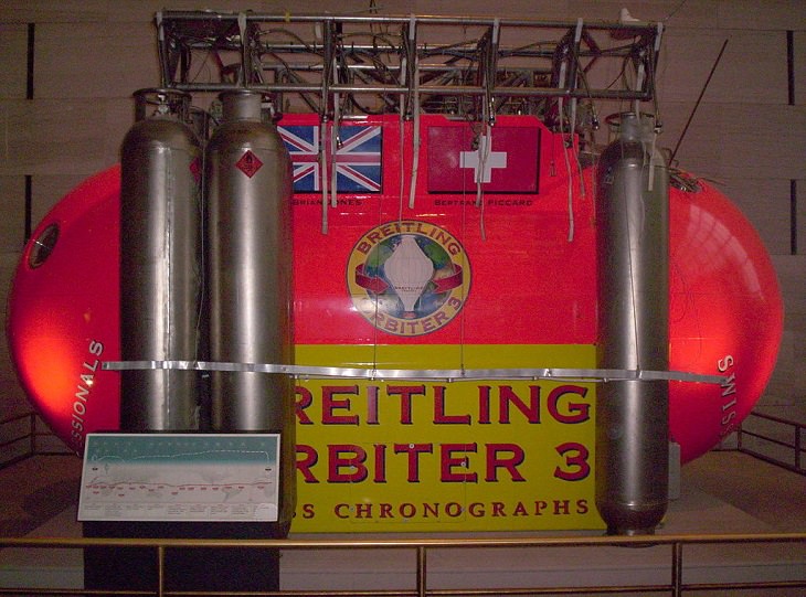 Historical treasures and incredible exhibits in the National Air and Space Museum in the National Mall of Washington DC, the Breitling Orbiter 3