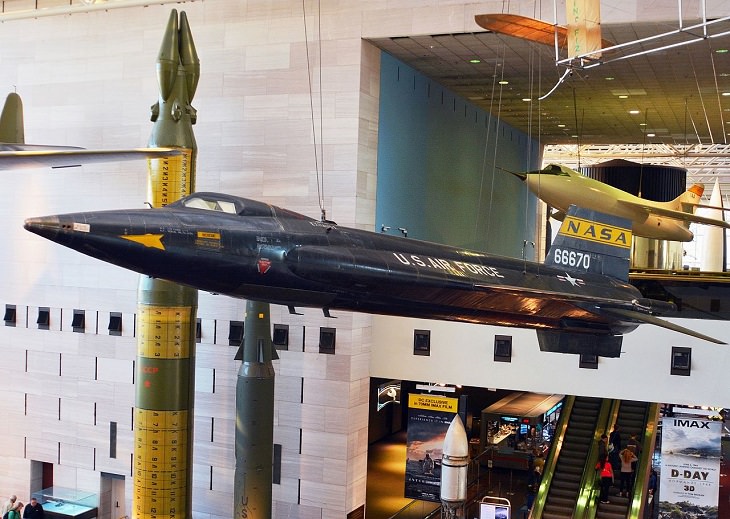 Historical treasures and incredible exhibits in the National Air and Space Museum in the National Mall of Washington DC, North American X-15