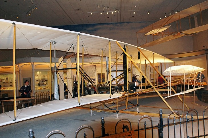 Historical treasures and incredible exhibits in the National Air and Space Museum in the National Mall of Washington DC, Wright Flyer