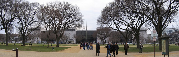 Historical treasures and incredible exhibits in the National Air and Space Museum in the National Mall of Washington DC, Entrance of the National Air and Space Museum