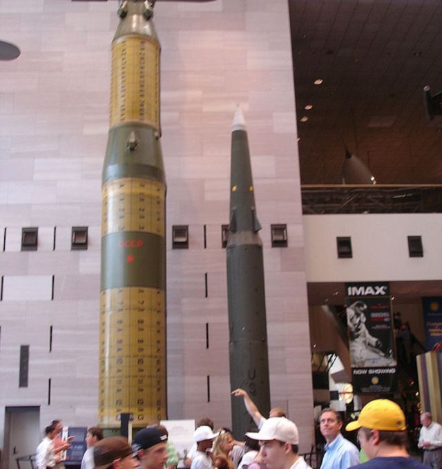 Historical treasures and incredible exhibits in the National Air and Space Museum in the National Mall of Washington DC, Soviet SS-20 missile