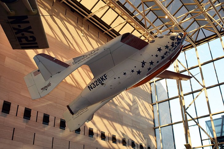 Historical treasures and incredible exhibits in the National Air and Space Museum in the National Mall of Washington DC, SpaceShipOne
