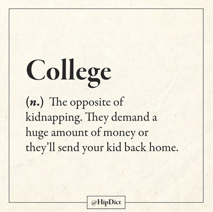 Hilarious and funny alternate definitions to words and common phrases in instagram dictionary, college