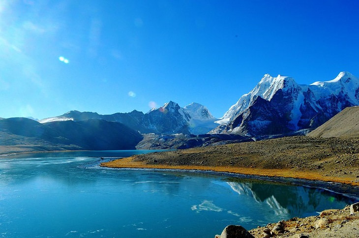 Pictures of the tallest peaks and beautiful landscapes found in the Himalayas, Gurudongmar Lake in Sikkim