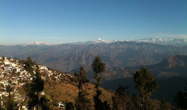 Pictures of the tallest peaks and beautiful landscapes found in the Himalayas, A View of the pauri situated at Garhwal Himalayas in Uttarakhand, India
