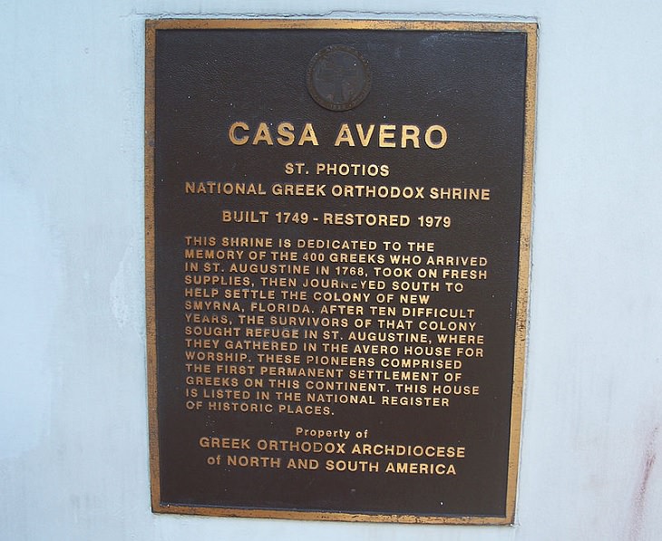 Beautiful Historical Sites Found in St. Augustine, Florida, The Avero House, now home to the St. Photios Greek Orthodox National Shrine