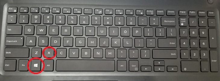 Windows Key, X Key, keyboard, shortcuts, shut down options, settings