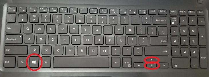 Windows key, Up key, Down key, keyboard, shortcuts, maximize, minimize