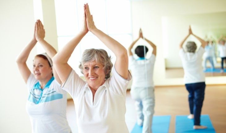 mature woman doing yoga